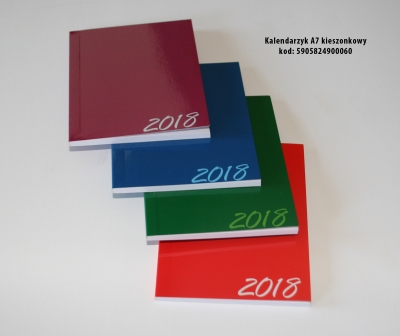 Kalendarz kieszonkowy A7 2018 MIX kolorów