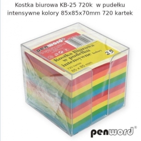 Kostka biurowa w pudełku kolorowa 85x85x70mm 720K