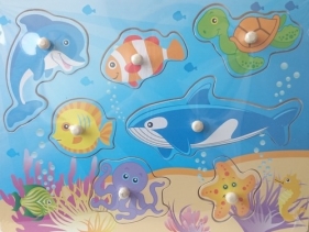 Puzzle drewniane układanka z uchwytami Ryby