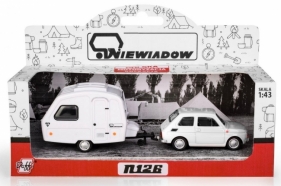 Fiat 126p + przyczepa Niewiadów Kemping biały