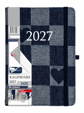 Kalendarz 2027 B6 dzienny Jazz - jeans-serca