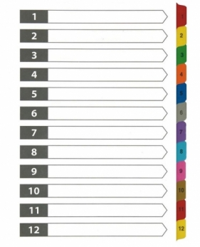 Przekładki kartonowe 1-12 index laminowany D.RECT