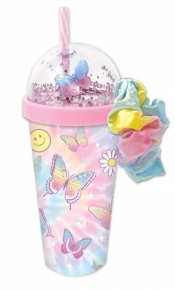 Kubek z gumką scrunchie motylki
