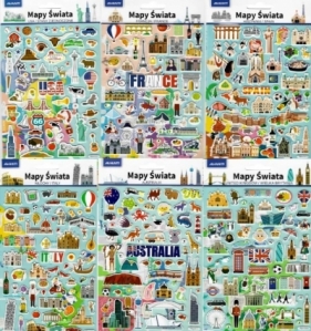 Naklejki edukacyjne Mapy świata, 1 szt