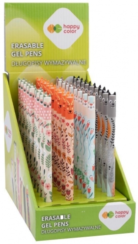 Długopis wymazywalny Happy Color Uszaki 0.5mm niebieski - Floral Art, 36 szt