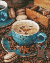 Diamentowa mozaika bez ramy - Martwa natura z kawą