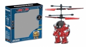 Robot Mech latający nad dłonią czerwony