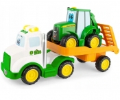 John Deere - laweta z przyczepą, rampą oraz traktorem Johhnym (LP73807)