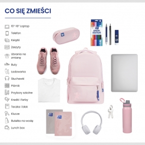 Plecak szkolny Oxford School - pastel róż