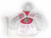 Kostium Adar strój aniołka ze skrzydełkami 40x40cm, spódniczką i aureolą, gumki na plecy, brokatowe gwiazdki (208070)