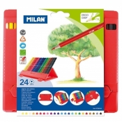 Kredki ołówkowe Milan 231 FLEXI BOX trójkątne, 24 kolory w plastikowym opakowaniu (0729324)