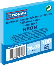 Notes samoprzylepny Donau Neon niebieski 100k 76 mm x 76 mm (7586011-10)