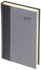 Kalendarz 2019 A5 dzienny Carbon Paris Szary