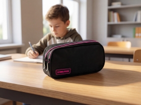 Astrabag, Piórnik 2 komory Black - Pink/Mint, AC9
