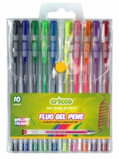 Długopisy żelowe fluorescencyjne Cricco, 10 kolorów (CR816W10)