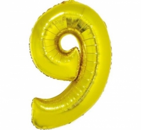 Balon foliowy cyfra "9" złota, 85cm