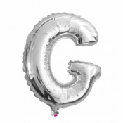 Balon Litera "G" 40cm srebrny