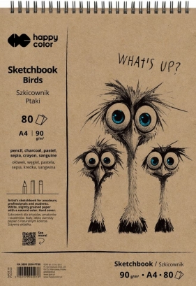 Happy Color, Szkicownik na spirali A4/80 ark - Ptaki