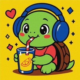 Malowanie po numerach - Żółwik pije lemoniadę