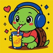 Malowanie po numerach - Żółwik pije lemoniadę