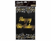 Obrus foliowy B&C Happy Birthday czarny 137x183cm