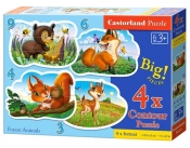 Puzzle konturowe 4w1 3-4-6-9: Forest Animals