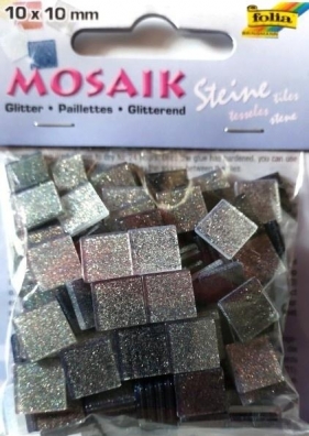 Mozaika kamyczki brokatowe 10x10mm szara