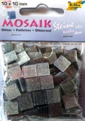 Mozaika kamyczki brokatowe 10x10mm szara