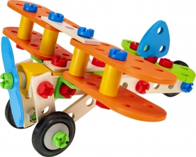 Heros, Klocki konstrukcyjne Samolot drewniany 4w1, 90 elementów