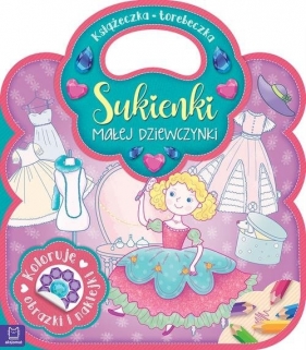 Książeczka-torebeczka Sukienki małej dziewczynki Kolorowanka z naklejkami