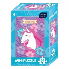 Interdruk, Puzzle Mini 54: 2 wzory - jednorożec lub flaming (65081)