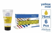 Farba akrylowa - czysty żółty 75ml (6szt)