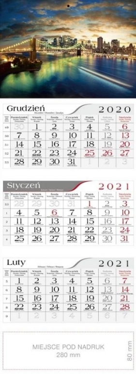 Kalendarz 2021 Trójdzielny Miasto nocą CRUX