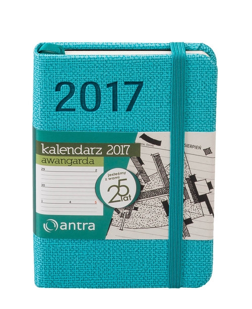 Kalendarz 2017 kieszonkowy z gumką A7 Awangarda Turkusowy