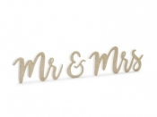 Drewniany napis Mr&Mrs złoty 50x10cm