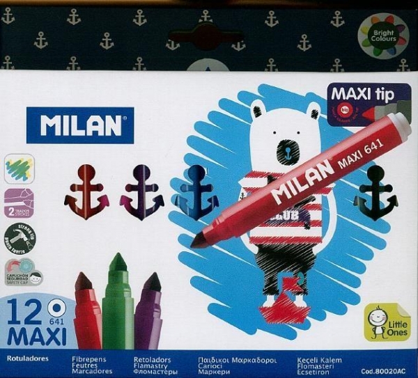 Flamastry maxi Anchor Club 12 kolorów MILAN