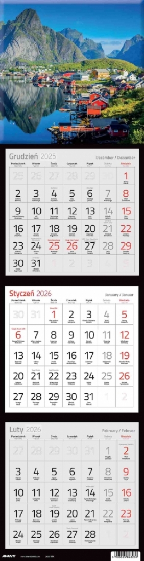 Kalendarz 2026 trójdzielny kwadratowy, 1 szt