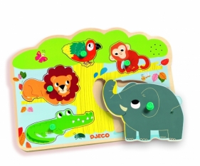 Puzzle drewniane z dźwiękiem zwierzątka w ZOO (DJ01708)