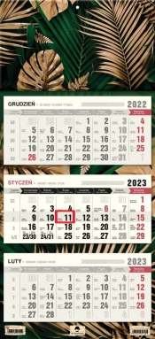 Kalendarz ścienny Trójdzielny Glamour Green