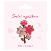 Broszka na prezent z czterema różowymi kwiatami