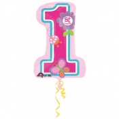 Balon foliowy Super shape XL 1-sze urodziny dziewczynka (2980801)