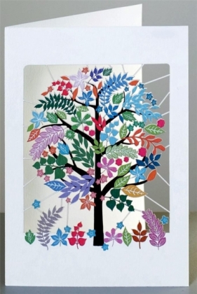 Karnet PM908 wycinany + koperta Kolorowe drzewo