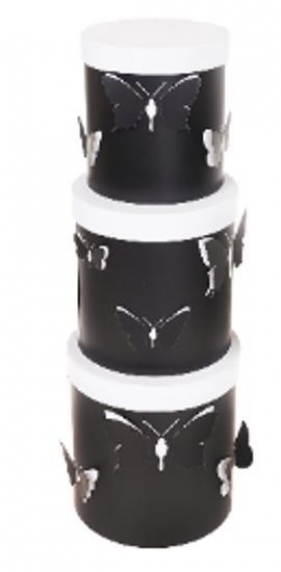 Pudełko Flower Box 3szt czarne serce ROZETTE