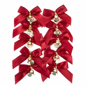 Kokardki z dzwoneczkami czerwone 10szt