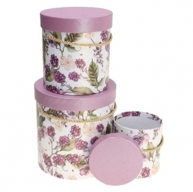 Pudełko Flower Box 3szt purpurowy ROZETTE