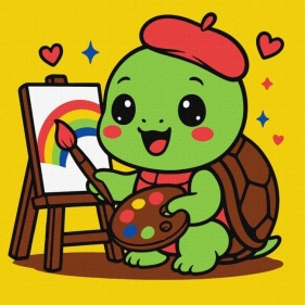 Malowanie po numerach - Żółwik artysta 25x25cm