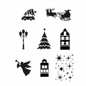 Szablony do sztucznego śniegu duże, 8 wzorów (BA1092)