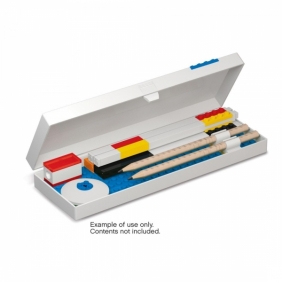 Biały piórnik z niebieskim klockiem i minifigurką LEGO® (bez wyposażenia) (52609)