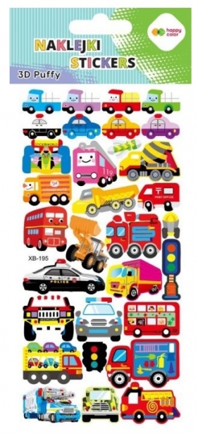 Naklejki 3D Puffy - Funny Vehicles, 9.5 cm x 22 cm, Happy Color