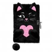 Pluszowy pamiętnik z kłódką - Black Cat